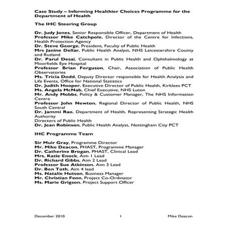 Informing Healthier Choices Case Study