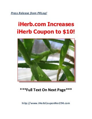 iHerb.com Increases iHerb Coupon to $10! - Press Release