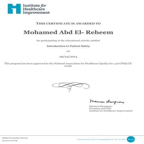 Introduction in Patient Safety