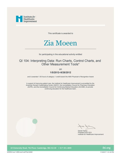 IHI Certificate Fundamentals of Improvement PDF IHI Certificate Fundamentals of Improvement PDF