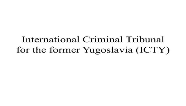 INT. CRIMINAL TRIBUNAL FOR YUGOSLAVIA (ICTY)