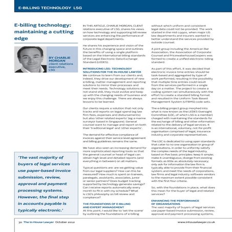 E-billing technology: maintaining a cutting edge