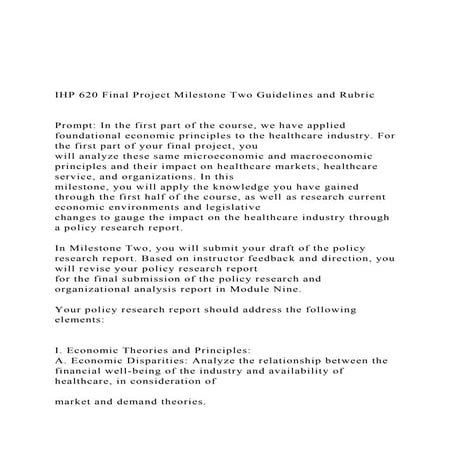 IHP 620 Final Project Milestone Two Guidelines and Rubric .docx
