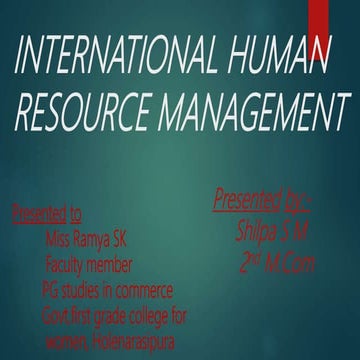 International Human Resource Management - Meaning, Definition, Objectives and...