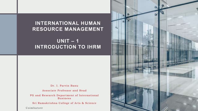 International Human Resource Management Unit 1 Pptx International Human Resource Management Unit 1 Pptx
