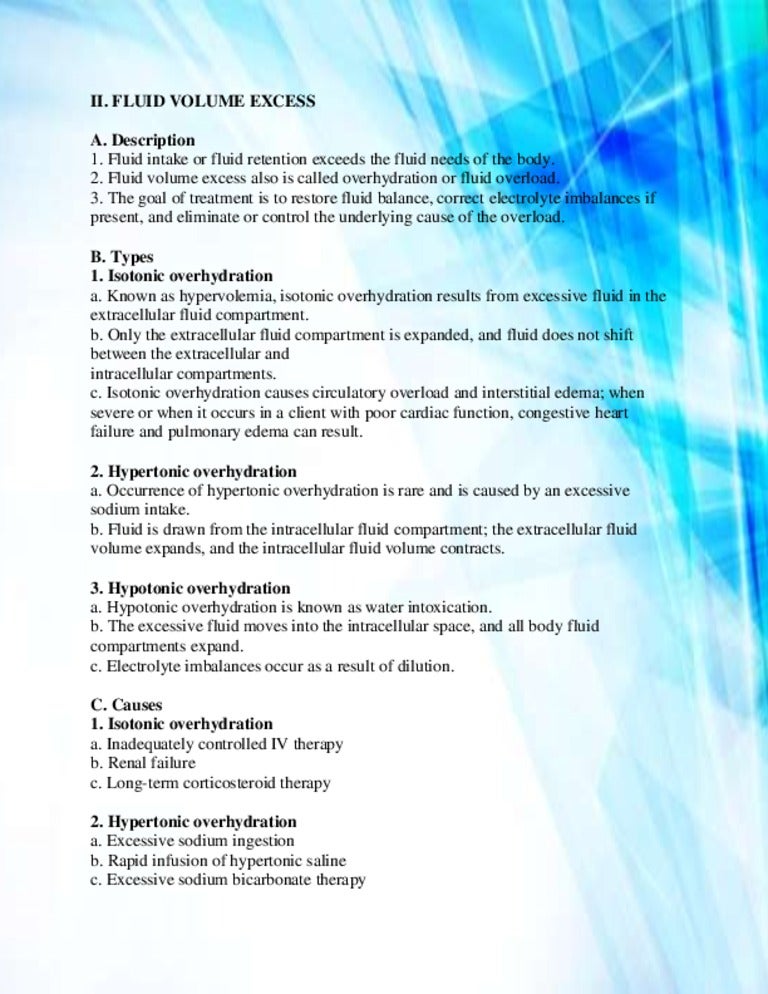 Fluid Volume Excess Notes