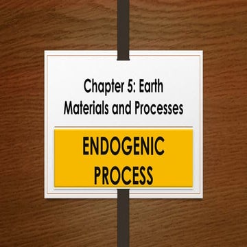 Earth Materials and Processes : ENDOGENIC PROCESS