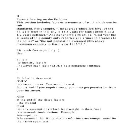 II.Factors Bearing on the ProblemThis section includes facts or .docx