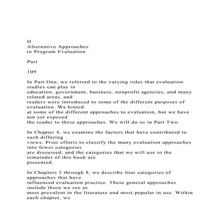IIAlternative Approachesto Program EvaluationPart1.docx