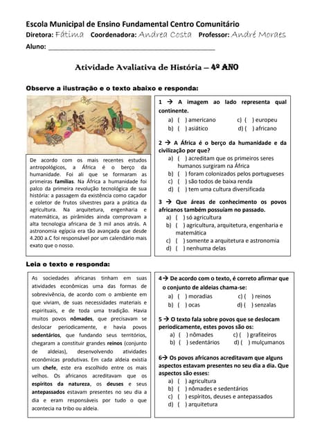 Atividade avaliatíva de hist 4º e 5...