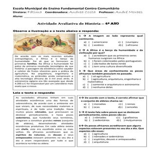 Atividade avaliatíva de hist 4º e 5...