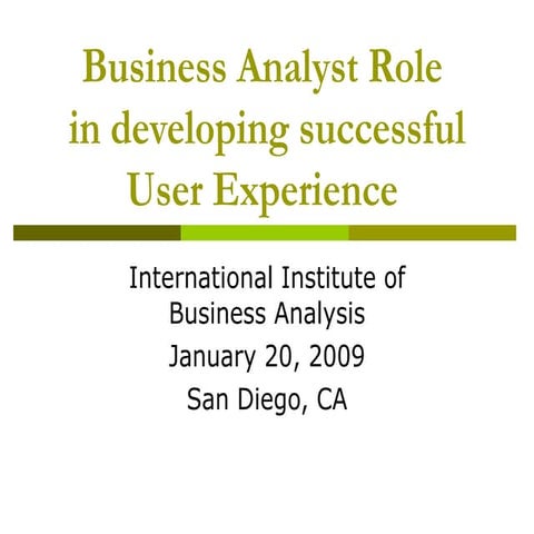 Business Analyst Role in developing successful User Experience
