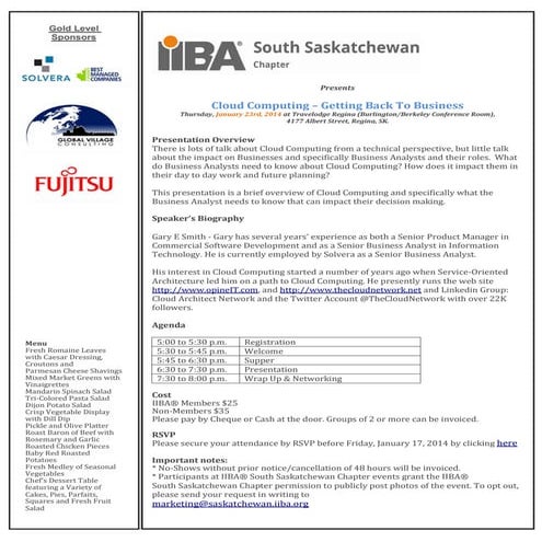 IIBA South SK Supper Event Invite | PDF