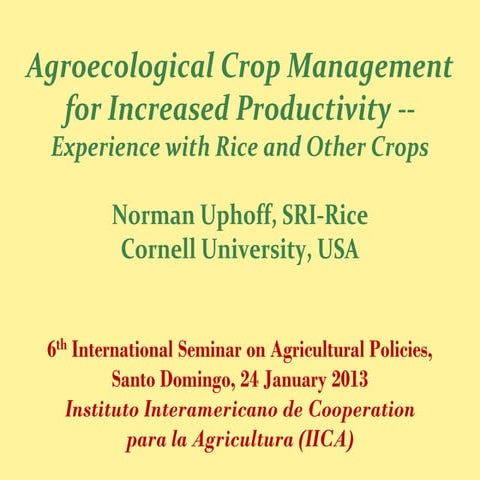 1305 - Agroecological Crop Management for Increased Productivity 