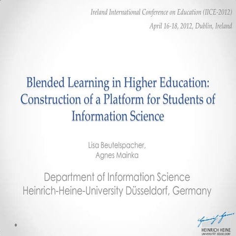Blended Learning in Higher Education: Construction of a Platform for Students...