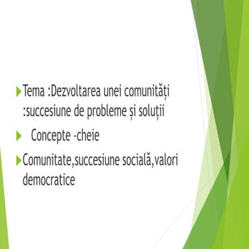 Ii dezvoltarea comunitățiisuccesiune de probleme și soluții