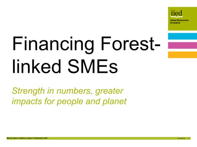 Financing forest linked small- and medium-sized enterprises (SMEs): strength ...
