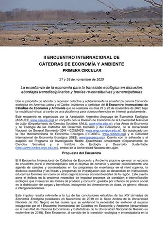 Ii encuentro de catedras de economia y ambiente 2020