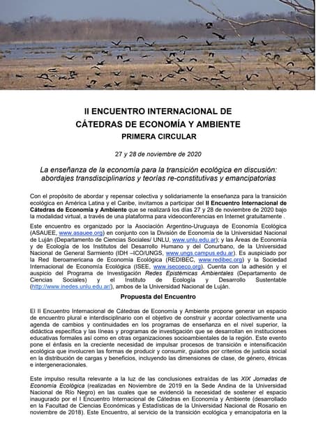 Ii encuentro de catedras de economia y ambiente 2020