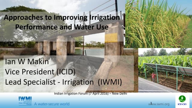 Approaches to Improving Irrigation Performance and Water Use