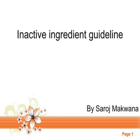 inactive ingredient guideline