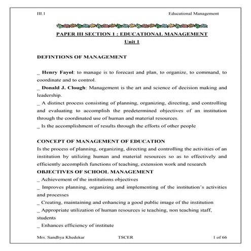 Iii.1 educational management