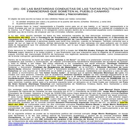 (Iii)   de las bastardas conductas de las taifas políticas y financieras que ...
