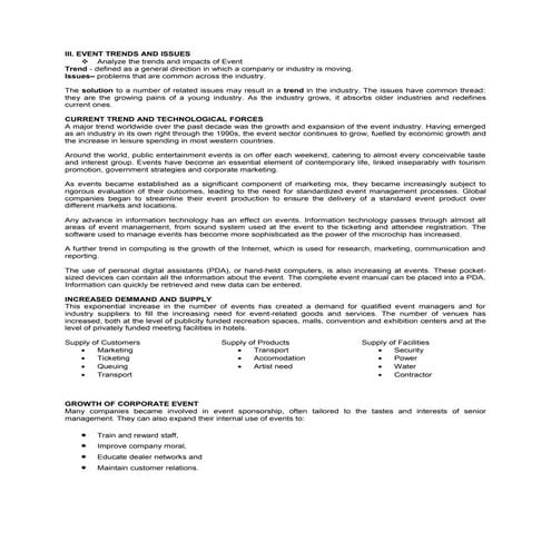 Iii. event trends and issues