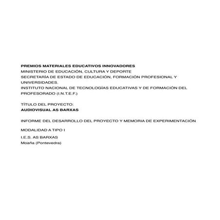 Iii.  informe del desarrollo del proyecto y memoria de experimentación   audi...