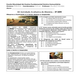 III Atividade Avaliativa de Históri...