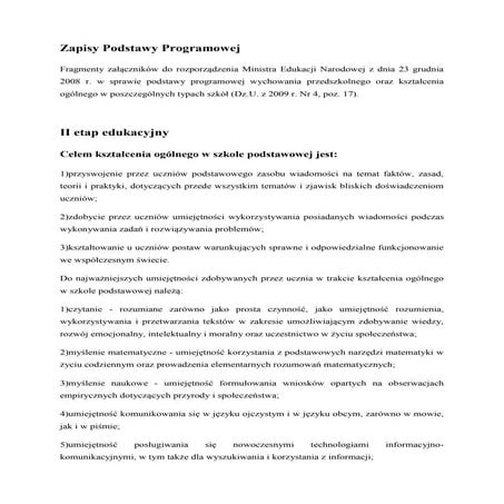 Poziomy II i III - cele formy kształcenia