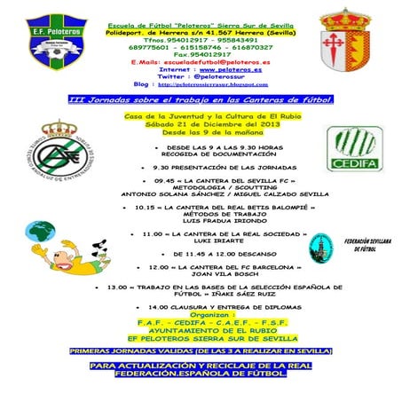 Iii jornadas sobre canteras del fútbol