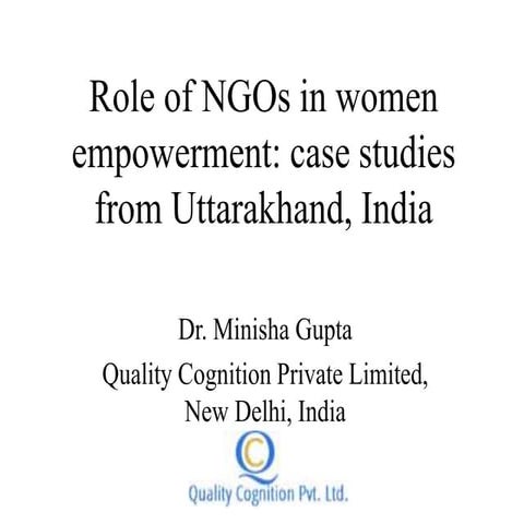 Role of NGOs in women empowerment: case studies from Uttarakhand, India