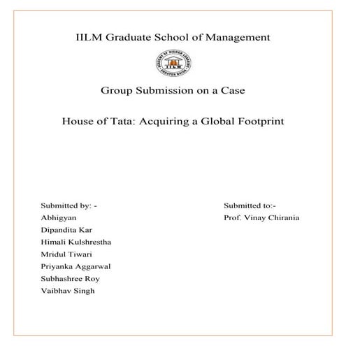 House of Tata: Acquiring a Global Footprint