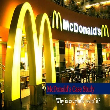 IIM Internship PPT, McDonald's Case Study