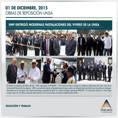 IIMP entregó modernas instalaciones del vivero de la UNSA