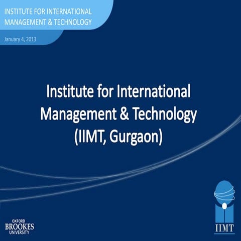 Hospitality School Presentation - IIMT - Oxford Brookes University