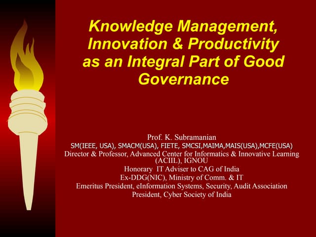 Iipa lecture  km & good governance  jan 12 2011