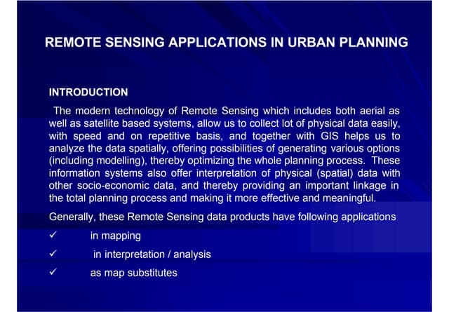 Iirs Remote sensing application in Urban Planning