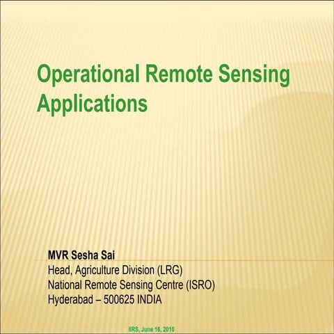 Operational Remote sensing Applications