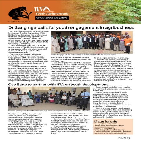 Third edition of the IITA Youth Agripreneurs (IYA) newsletter for your readin...