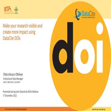 Make your research visible and  create more impact using  DataCite DOIs