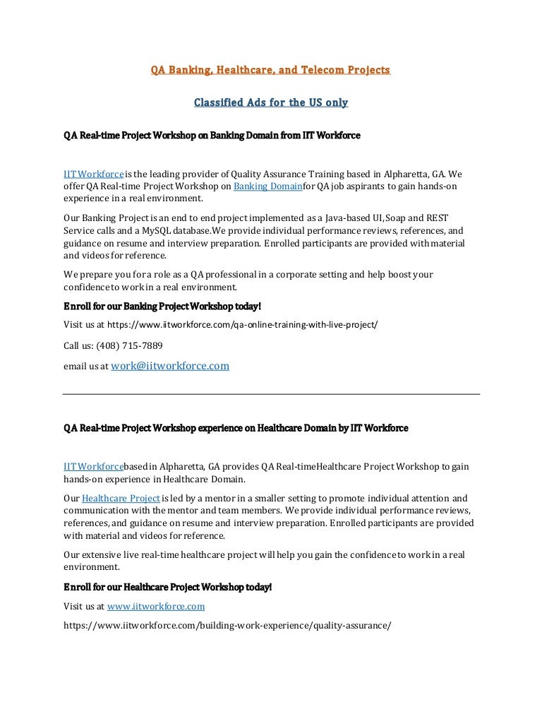 Iit Banking Healthcare Telecom Classified Ads