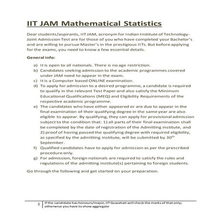 COACHING CLASSES FOR IIT JAM MATHEMATICS AND STATISTICS  ENTRANCE LIVE AND ON...