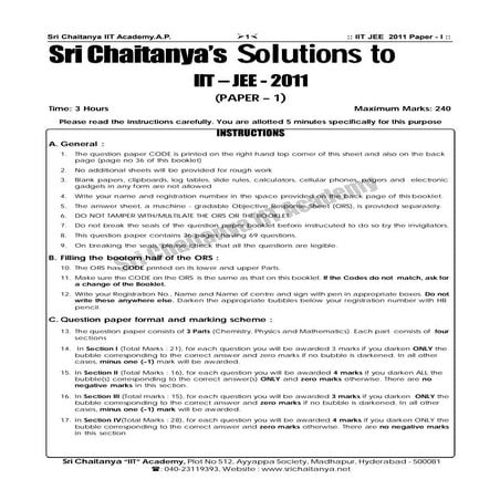 IITJEE 2011 paper1 solution