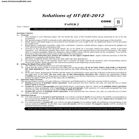 IIT JEE 2012 Solved Paper by Prabhat Gaurav