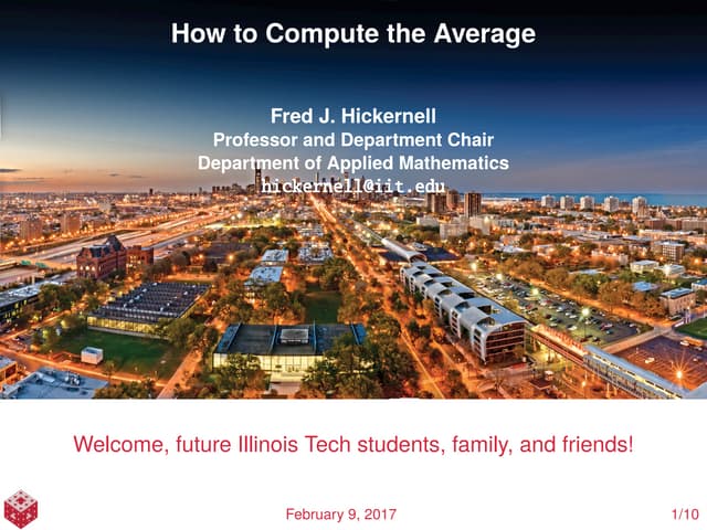IIT Scholarship Weekend Average Talk, 2017 February 9