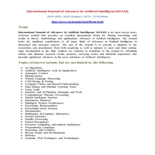International Journal of Advances in Artificial Intelligence (IJAAI) | DOCX