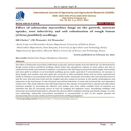 Role of native arbuscular mycorrhizal fungi on maize (Zea mays) growth ...