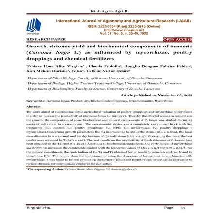 Growth, rhizome yield and biochemical components of turmeric (Curcuma ...